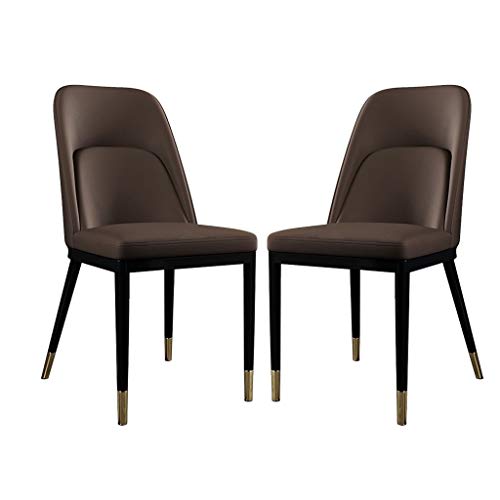SJIALEN 2pcs Kitchen Dining Chairs,Living Room Counter Lounge with Thickened Sponge Cushion Non-Slip Feet Backrest Chair Kitchen Chair (Color : Brown)