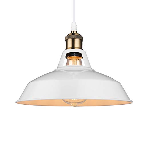 B2ocled - Suspension abat-jour en métal - Style rétro industriel - Lampe suspendue, Métal, blanc 60.00W