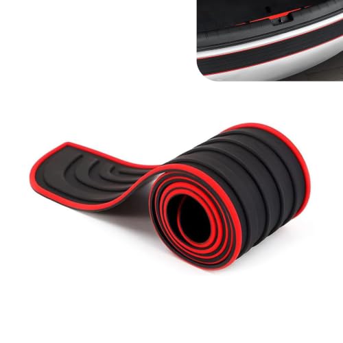 Image of Car Rear Bumper Protector, 41inch x3.5inch Rear Bumper Protector, Car Rear Bumper Edge Guards, Trunk Anti-Collision Sticker, Rubber Anti-Scratch Automotive Exterior Accessories (Red)