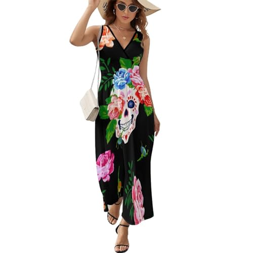 Robe de plage fluide fleur crâne blanc pour rester fraîche et élégante sans manches