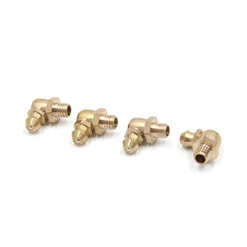 uxcell 4 Pcs Brass M6 x 1mm Thread 90 Degree Angle Grease Zerk Nipple Fitting for Car