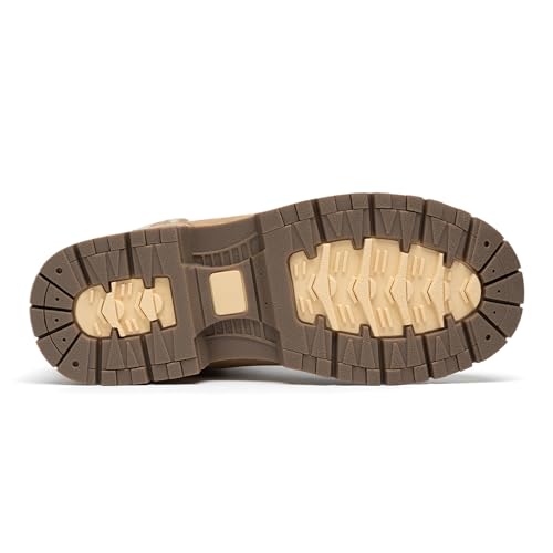 COTTIMO Snow Hiking Winter Boots for Women - Casual Brown Combat Work Boot - Non-slip Fur-Lined Ankle Boots - Fashion Boots Waterproof Leather Shoes4