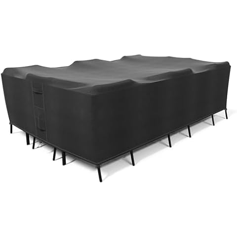 KHOMO GEAR - Patio Table & Chair Set Cover - Durable and Water Resistant Outdoor Furniture Cover (128”L x 82”W x 25”H) Cover