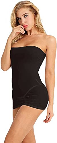 mpk perfect Women’s Sexy Seamless Black Strapless Tube Dress Mini Slip Stretchy Bodycon Chemise Lingerie Lace Babydoll Nightgown – Deep V-Neck Sheer Lingerie Slip Dress Nightwear Chemise for Women-picture-17