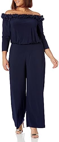 Adrianna Papell Womens Ruffled Blouson Jumpsuit