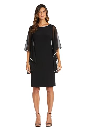 Amazon.com: R&M Richards Women's Elegant Chiffon Butterfly Sleeve Sheath  Dress | Cocktail Gown W/Rhinestone Trim | Evening Party Style Black :  Clothing, Shoes & Jewelry