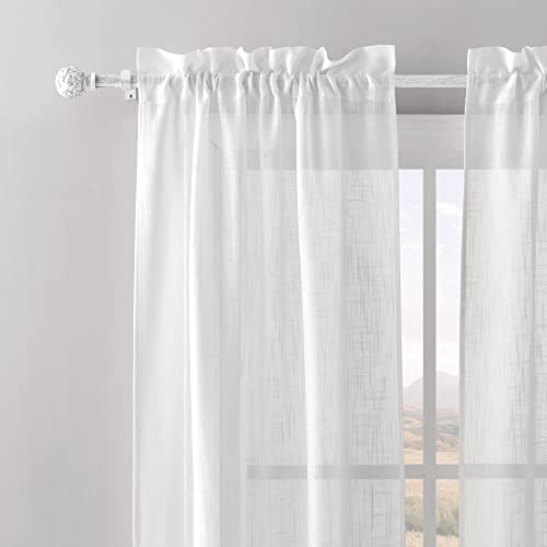RYB HOME Long Curtain Rod for Sliding Glass Door, 1 inch Inner Diameter Single Window Drape Rod with Mount Brackets Telescoping Ivy Ball Finals for Bedroom,Living Room, White, 72 to 144 Inch