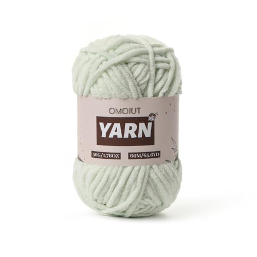 Image of Plush Chenille Chunky Crochet Yarn - Baby Yarn for Crocheting Soft - Velvet Yarns Knitting for Blankets Crafts - Fluffy Amigurumi Yarns 50g / 65.6yd (Fruit Green)