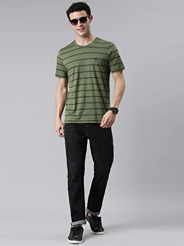 Image of F A S O Men's T-Shirt - Super Soft Combed Cotton Rich Fabric Sporty Striped Design Customized Comfort Fit