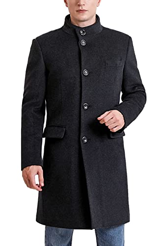 Image of BGSD Men Jacob Cashmere Wool Blend Single Breasted Walking Top Coat (Also available in Big and Tall), Black, Large