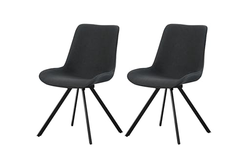 Homes & Jones Lot de 2 chaises pivotantes Rio Anthracite - Design Confortable - LxHxP : 52 x 85 x 61 cm
