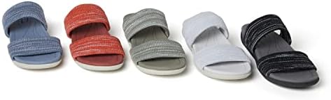 Dearfoams Women's Original Comfort Blair Slip On Double Band Slide Sandal with Arch Support, Moss Heather, 6.5 | Image 1