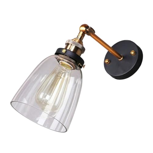 Aplique de pared negro E27 de hierro y vidrio para iluminación práctica de closets