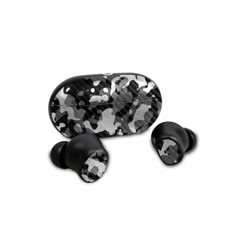 Image of Carbon Fiber Skin Compatible with Beats Solo Buds - Black Modern Camo - Premium 3M Vinyl Protective Wrap Decal Cover - Easy to Apply | Crafted in The USA by MightySkins