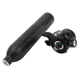 Mini zbiornik do nurkowania, manometr 0,5 l, regulowany opór oddechowy, filtr o wysokiej gęstości, mini cylinder tlenu do nurkowania do aktywności pod wodą czarny