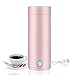 Tragbarer Wasserkocher – 5 Minuten schnelles Kochen, 400 ml Heißwasserboiler Flaschensicherer elektrisch beheizter Reisekessel aus Edelstahl für die Zubereitung von Tee, Kaffee, Babymilch (Rosa)