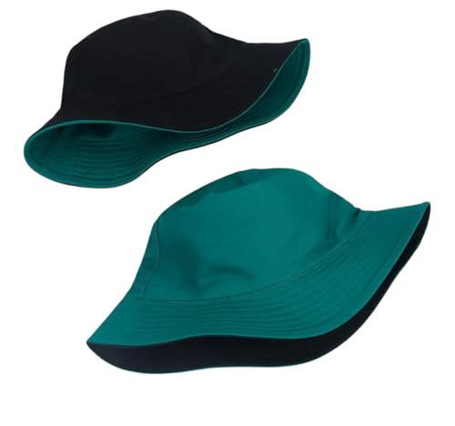 Image of Unisex Kids Cotton Bucket Hat - Reversible, Lightweight & Breathable Summer Sun Hat (Pack of 2)
