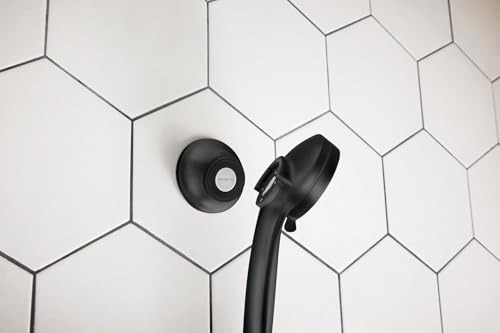 Image of Moen Remote Dock for Magnetix Handshowers with Included Wall Bracket or Permanent Waterproof Adhesive Options, Matte Black, 186117BL