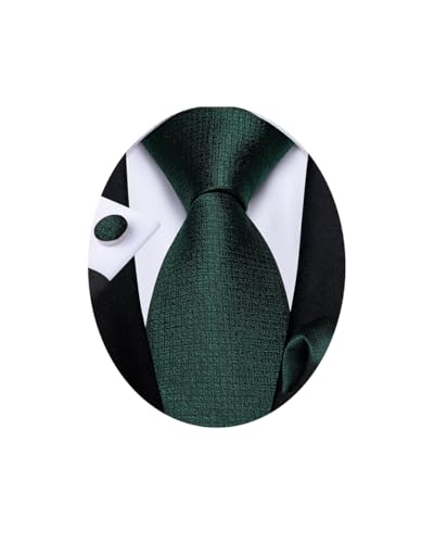 Image of DiBanGu Striped Tie Set for Men Silk Woven Plaid Necktie and Pocket Square Cufflinks Business Wedding