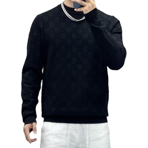 Men's Plaid Sweater Long Sleeve Sweater Sweater Sweater Contrast Color Design Autumn and Winter Thick Sweater