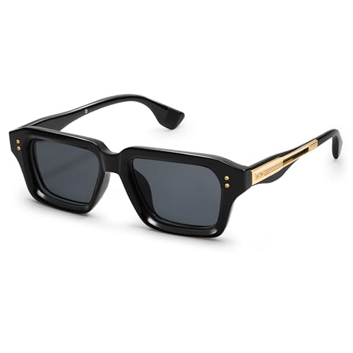 VANLINKER Square Frame Sunglasses for Men Fashion Designer Shades lentes de sol hombre VL9927,Dark Black