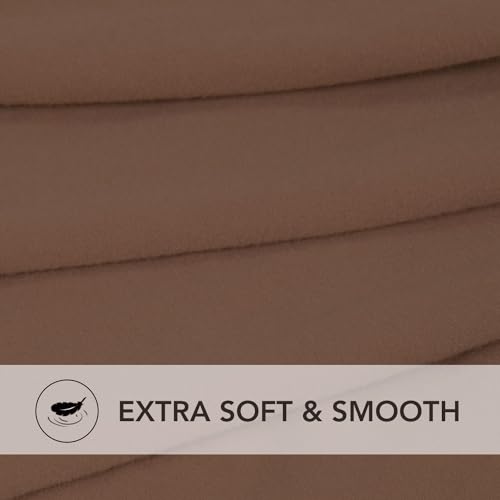 Image of PureFit Stretch Square Ottoman Cover 40x40x15 Footstool Cover, Brown | Fleece Large Ottoman Slipcovers Soft Form Fit Square Slipcover for Folding Storage with Nonslip Elastic Bottom