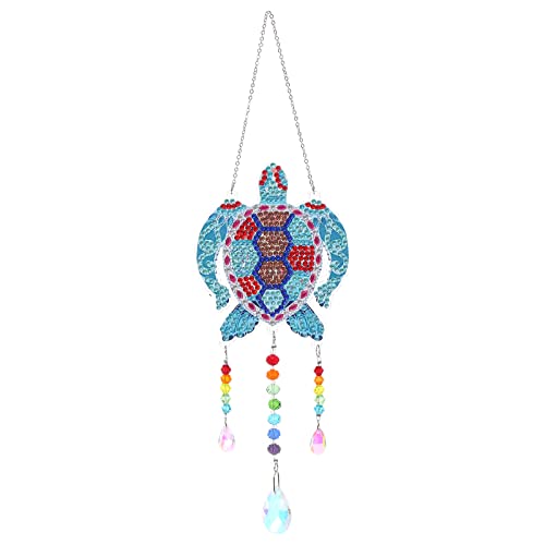 5D Diamond Painting Animal Wind Chimes, Sea Turtle Diamond Paint by Number Kits Hanging Pendant with Chain for Home Wall Window Decor, Adults DIY Art Craft