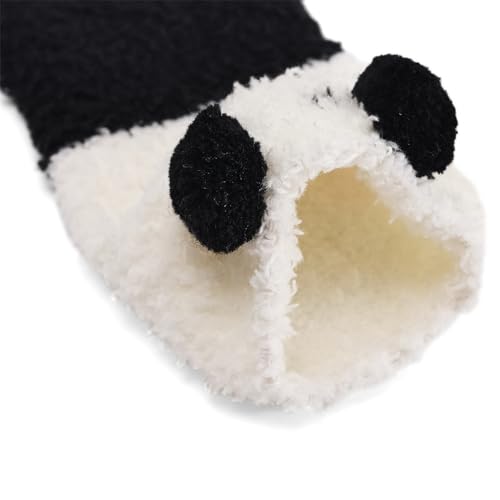 Image of Thigh High Fuzzy Socks Cute Animal Coral Fleece Over the Knee Thigh High Long Stockings Warm Stripe