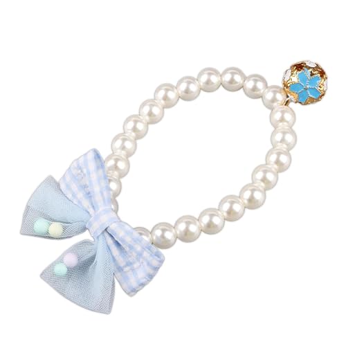 猫 首輪 犬 首輪 犬の 首輪 猫の首輪 猫用首輪 猫首輪 19〜33 cm 調節可能 ネコ 首輪 スプリングロープ 鈴付き 蝶結び付き 可愛い首飾り おしゃれ 超軽量 優しい ペット首輪 小型犬 (ブルー)