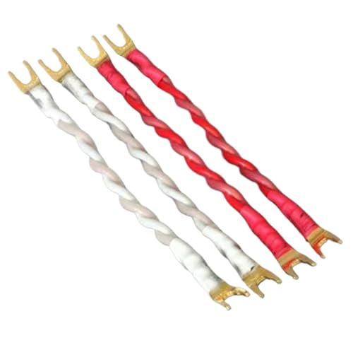 Image of 4pcs Speaker Bridge /Jumper Audio Cable, 4S12F (2.8mmx4), Bananas to Spade(Y) Terminals(Spade-Spade,30cm)