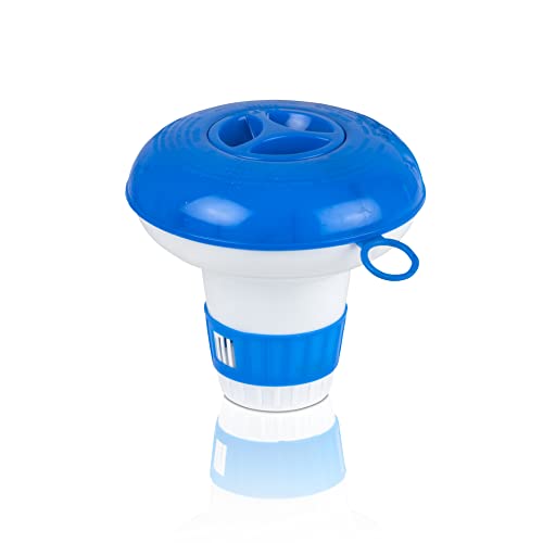 Gre 90141 - Schwimmende Dosieranlage für die chemische Behandlung von Schwimmbädern. Desinfektion und Reinigung von Schwimmbadwasser, für 20 g Tabletten, weiß und blau.