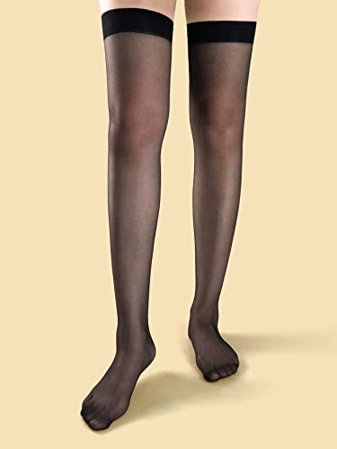 OYOANGLE Women's 3 Pairs Solid Over the Calf Sheer Mesh Socks Knee High Stocking2