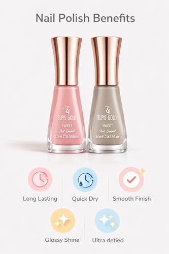 Image of Nail Paint Combo Pack of 2 | Quick Dry | Long Lasting | Glossy Finish (Pink Grey Combo)