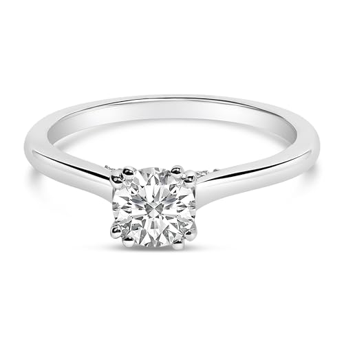 Haus of Brilliance 14K White Gold 7/8 Cttw Lab Grown Diamond Solitaire Cathedral Style Engagement Ring (F-G Color, VS1-VS2 Clarity) - Size 9