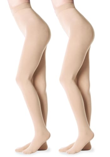 Image of G&Y 2 Pairs Fleece Lined Tights for Women - 100D Opaque Warm Winter Pantyhose