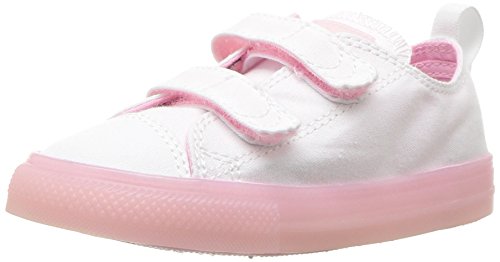 Converse Kids' Chuck Taylor All Star 2V Translucent Midsole Low Top Sneaker, White/Cherry Blossom, 10 M US Toddler