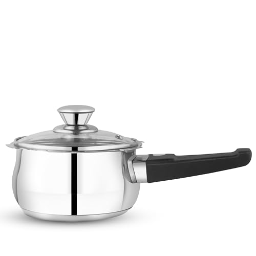 Image of GARUDA NRI Stainless Steel Pressure Cooker with Glass Lid, Handi Shape, Sandwich Bottom, Induction Compatible (1.5 Litres)