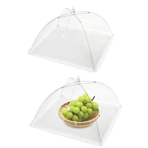 Cubierta Protectora Alimentos Fresca,2 Piezas Mosquitera Comida Desplegable Cubre Platos Cubre Moscas Cubierta Protectora Alimentos Cubierta de Malla Plegable para Alimentos para Exteriores Fiestas