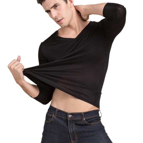 Men Silk Long Johns Shirt Long Sleeves Thermal Underwear Top V Neck Mulberry Silk Base Layer Undershirt Blouse3