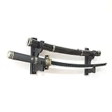 MANNIFEN 2 Tier Sword Holder Wall Mount Samurai Sword Rack Katana Wakizashi Display Stand Decorative Sword Hanger (wood-Black)