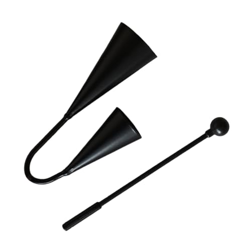 Folpus Agogo ベルハンドヘルド打楽器子供大人家族の集まり就学前子供教育カウベル金属ダブルベル, 18cm×11cm