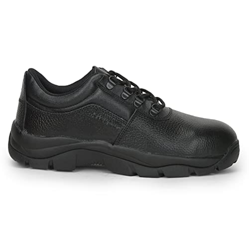 Image of Liberty Freedom Armour-ST Lacing Safety Shoes for Men with Leather Upper | Rubber Sole | Padded Foam Insole| Anti-Skid | Shock Absorber | Water Resistance | Comfortable for All Weather (Black - 5.5)