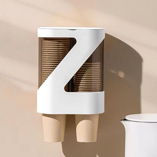 Image of Wall Mounted Double Barrel Paper Cup Dispenser with Dustproof Lid | Automatic Cup Holder for Home, Office, Hospital & Coffee Shop. (Pack of 1)