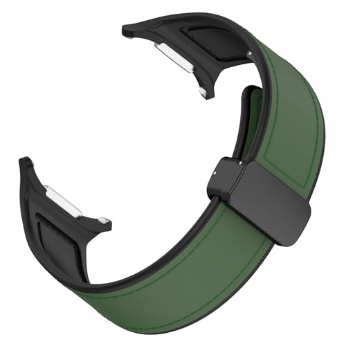 Image of YODI Watch Band Compatible with Samsung Galaxy Watch 7 Ultra Band 47mm Smartwatch, Soft Classic Strap Bands Genuine Hybrid Leather For Men Women (Green)