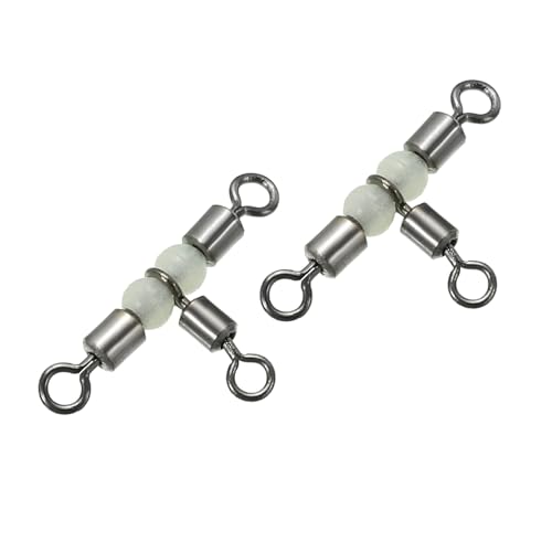 PATIKIL 3 Way Swivel 0.9x0.5 Inch, 30 Pack Cross Line T Turn Rolling Terminal Tackle with Luminous Beads for Catfish Surf Rig, Black