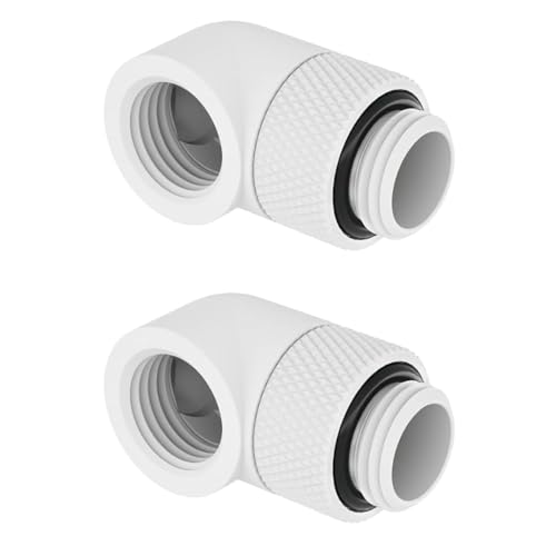 Dracaena.io 2-Pack G1/4 90° Rotary Fitting, Male to Female, White