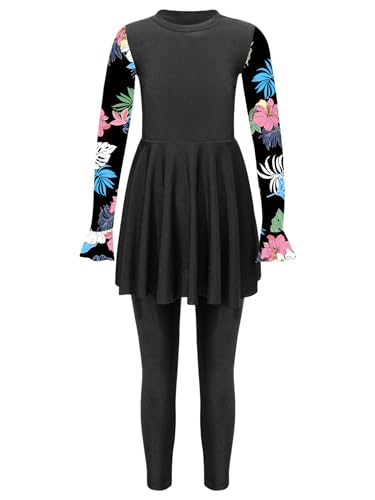 Moily Kids Girls Rash Guard Swimsuits Full Body Cover Hijab Conservative Burkini Sun Protective Beachwear3