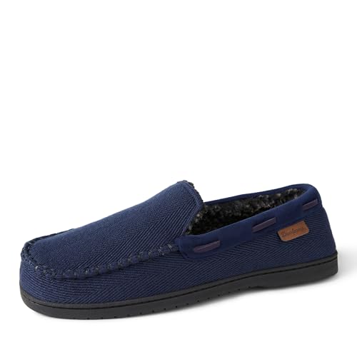 Image of Dearfoams Men's Keaton Moccasin House Shoes With Memory Foam, Indoor Slippers With Wide Widths