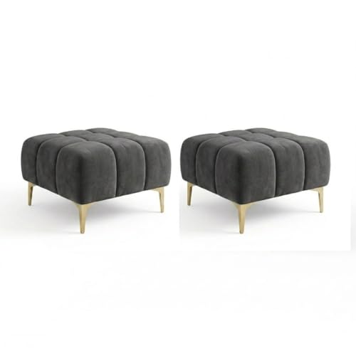 Image of Hermione 5 Seater L Shape Sofa Set with 2 Movable Ottoman | Flexible Left or Right Layout | Luxe Velvet Suede Fabric | Comfortable Seating | Modern Sofa for Living Room - Dark Gray