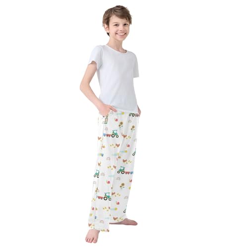 Boys' Pants Cute Tractor Chicken Farm Long Bottoms Jogger Pants Elastic Waist Trousers with Pockets S-XL4